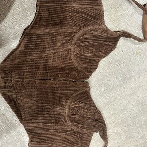 Brown Corduroy Button-Up Corset